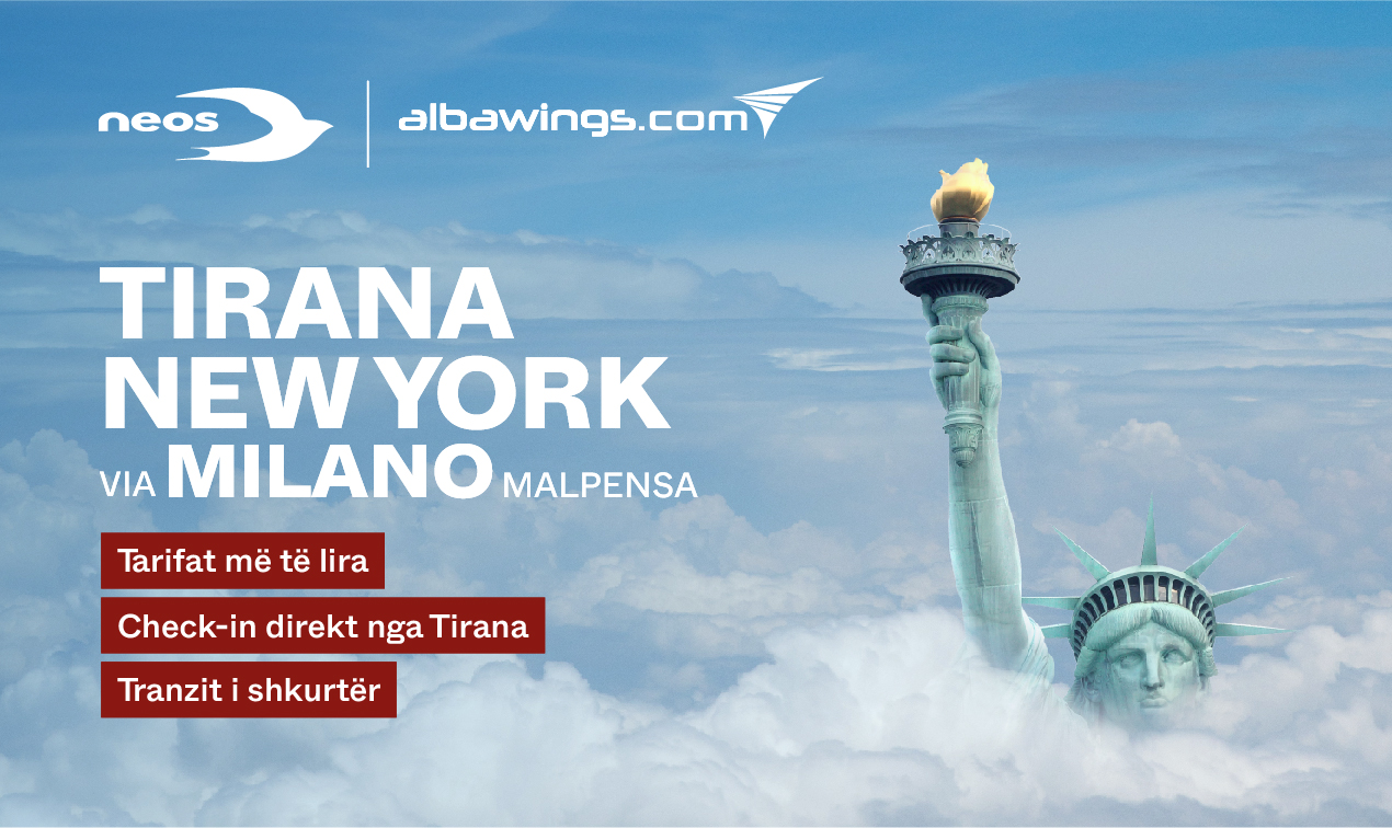 Albawings airline in partnership with the Italian airline Neos, introduces direct flights from Tirana to New York